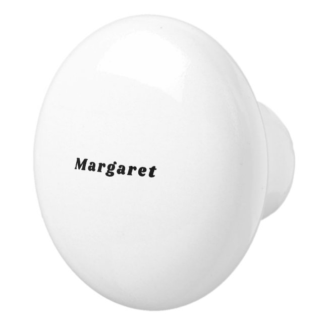 Solid White  Ceramic Knob with Your Name in Style Keramikknauf (Rechts)