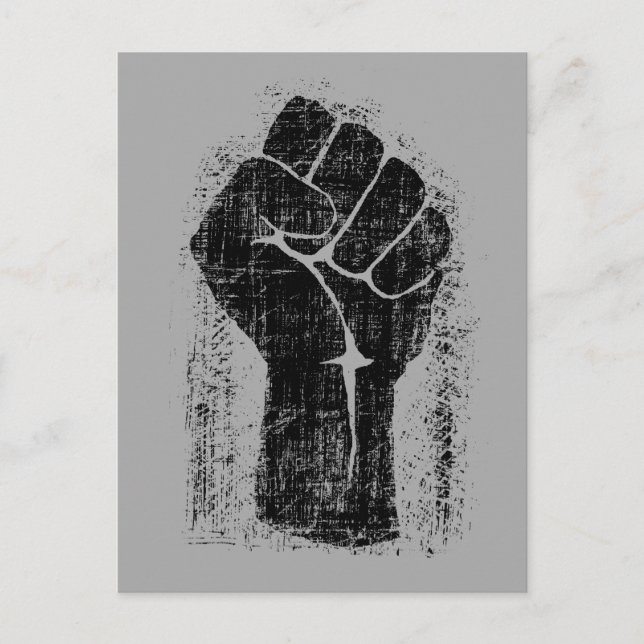 Solidaritätsfaust beängstigender Stil Postkarte (Vorderseite)