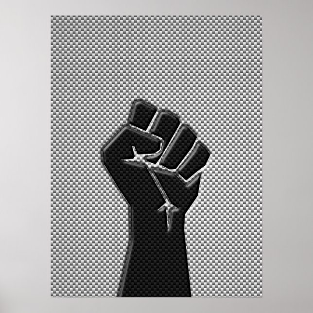Solidaritätsfaust im Carbon Fibre Style Poster (Vorne)