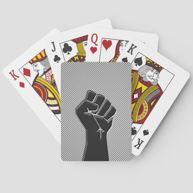 Solidaritätsfaust in Carbon Fibre Print Style Spielkarten (Rückseite)
