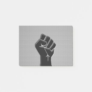 Solidaritätsfaust in der Dekoration aus Kohlenstof Post-it Klebezettel