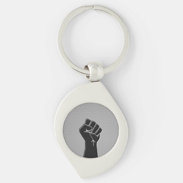 Solidarity Fist Carbon Fibre Dekorstil Schlüsselanhänger (Vorderseite)