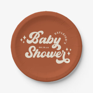 Solide benutzerdefinierte Retro-Boho-Baby-Party Pappteller