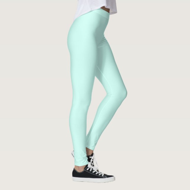 Solide Cameo-grüne Minze weiche Türkis Leggings (Rechts)