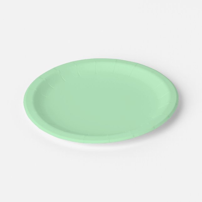 Solide Farbe: Minze Pappteller (Schrägansicht)