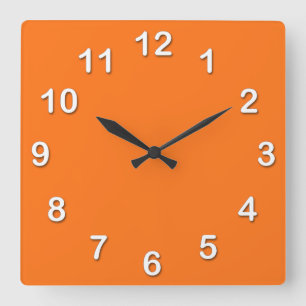 Solide Farbe: Pumpkin Orange Quadratische Wanduhr