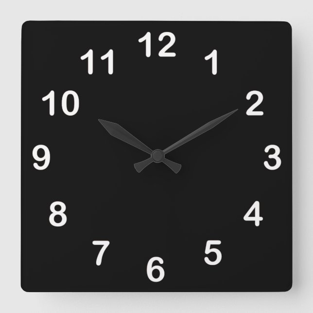 Solide Farbe: Schwarz Quadratische Wanduhr (Vorderseite)