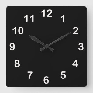 Solide Farbe: Schwarz Quadratische Wanduhr