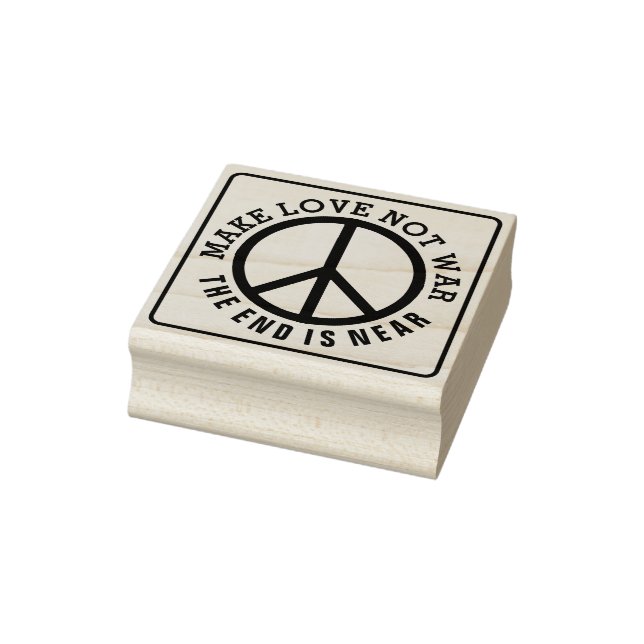 Solide Rahmen & Symbol - PEACE + Ihr Text Gummistempel (Stempel)
