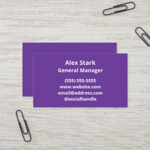 Solide Royal Lila Business Cards Visitenkarte