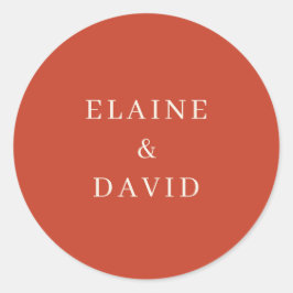 Solide rustikale Orange Moderne Hochzeit Runder Aufkleber