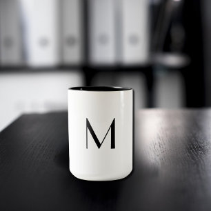 solides Weiß - schwarzes Monogramm hinzufügen Zweifarbige Tasse