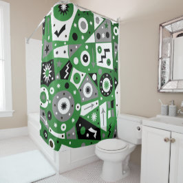 Solidus Green Geometric Duschvorhang