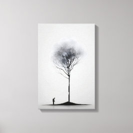 Solitaire Reflexion Minimalistische Schwarz-Weiß-K Leinwanddruck
