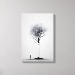 Solitaire Reflexion Minimalistische Schwarz-Weiß-K Leinwanddruck
