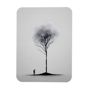 Solitäre Reflektion Minimalistisch Schwarz-Weiß Magnet