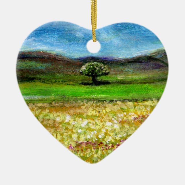 SOLITÄRISCHER BAUM IM BEREICH DER GELBEN BLUME, TU KERAMIK ORNAMENT (Vorne)
