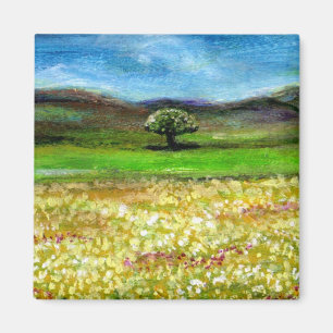 SOLITÄRISCHER BAUM IM BEREICH DER GELBEN BLUME, TU MAGNET
