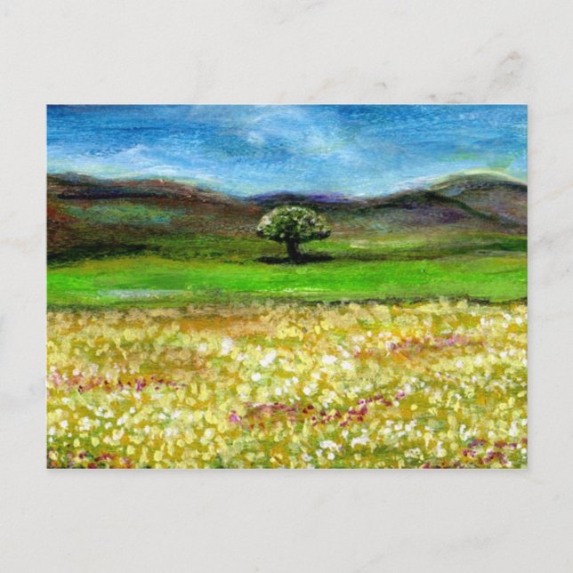 SOLITÄRISCHER BAUM IM BEREICH DER GELBEN BLUME, TU POSTKARTE (Vorderseite)