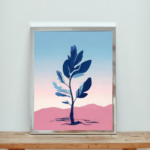 Solitary Blue Tree in der Wüstenlandschaft Fotodruck