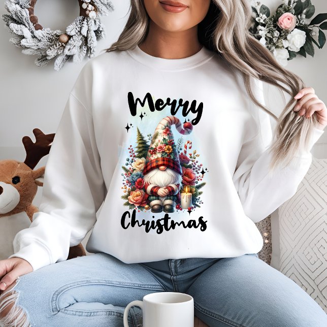 Solitary Christmas Gnome with Floral Crown Candle Sweatshirt (Von Creator hochgeladen)