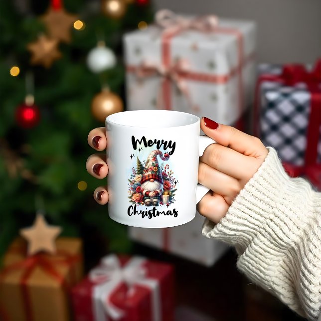 Solitary Christmas Gnome with Floral Crown Candle Tasse (Von Creator hochgeladen)
