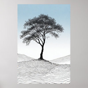 Solitary Elegance: Ein Minimalistischer Baum im St Poster