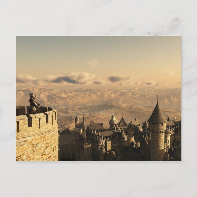 Solitary Knight Guarding the Battlements Postkarte (Vorderseite)