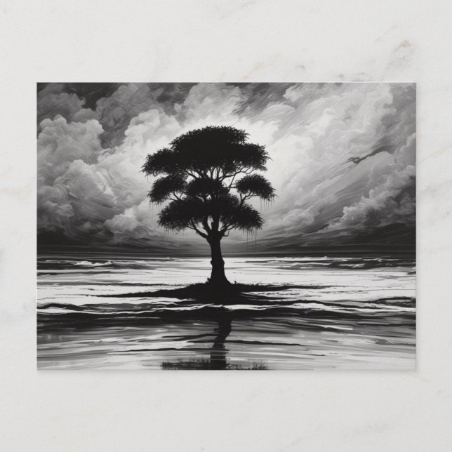 Solitary Serenity: Die Widerstandskraft eines Baum Postkarte (Vorderseite)