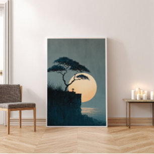 Solitary Tree Cliff Zen Wall - Minimalistische Dek Poster