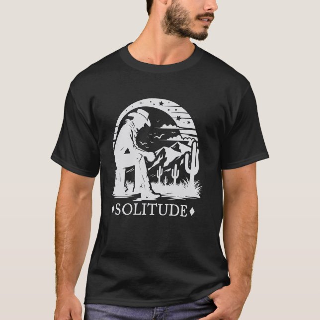 Solitude Cowboy, T-shirt graphique Désert Occident (Devant)
