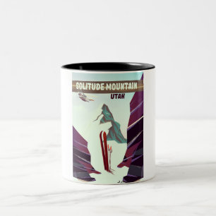 Solitude Mountain Utah Vintage-Reiseplakat. Zweifarbige Tasse