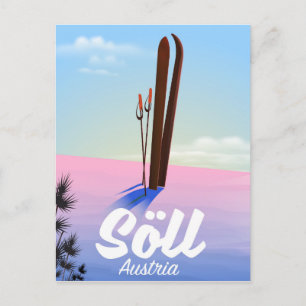 Söll, Österreich Skifahrplakat Postkarte
