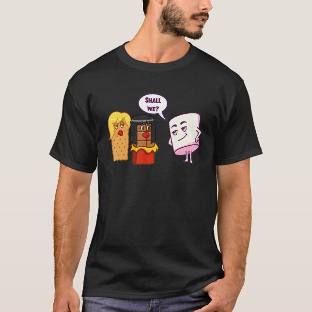 Sollen wir Suggestive S'mores Marshmallows Camping T-Shirt (Vorderseite)