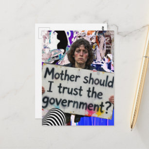 Sollte ich der Regierung vertrauen? Collage Postkarte