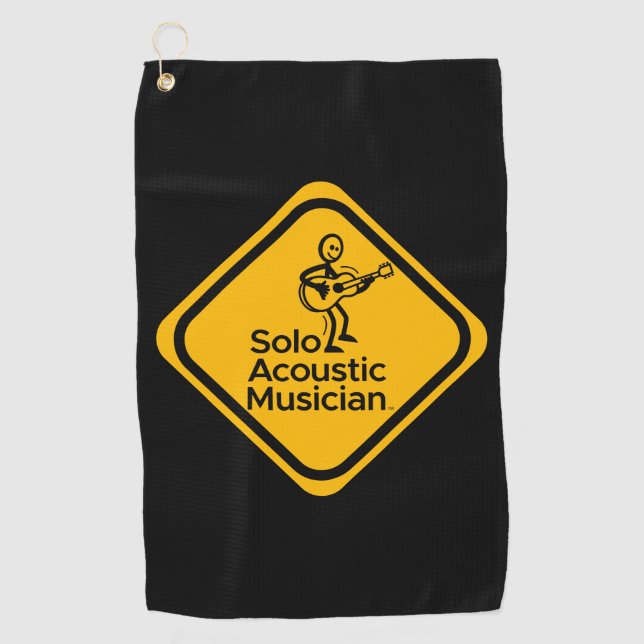 Solo Acoustic Musician Golf Handtuch Gelbes Logo (Vorderseite)