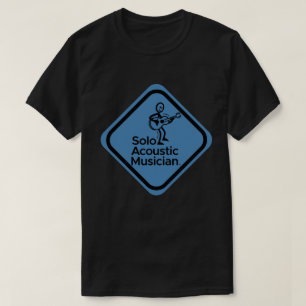Solo Acoustic Musician Men's Black T-Shirt Blue Lo