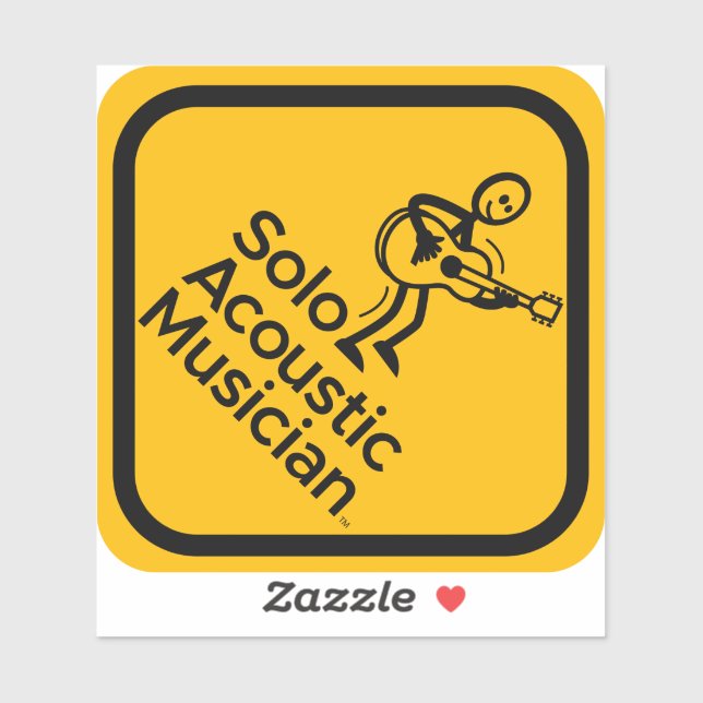 Solo Acoustic Musician Sticker 4"x4" Gelb (Blatt)