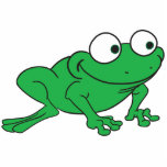 Solo- grüner Frosch Freistehende Fotoskulptur<br><div class="desc">Ein ursprünglicher niedlicher Cartoonkunstfrosch ist bereit hop Zuhause mit Ihnen!</div>