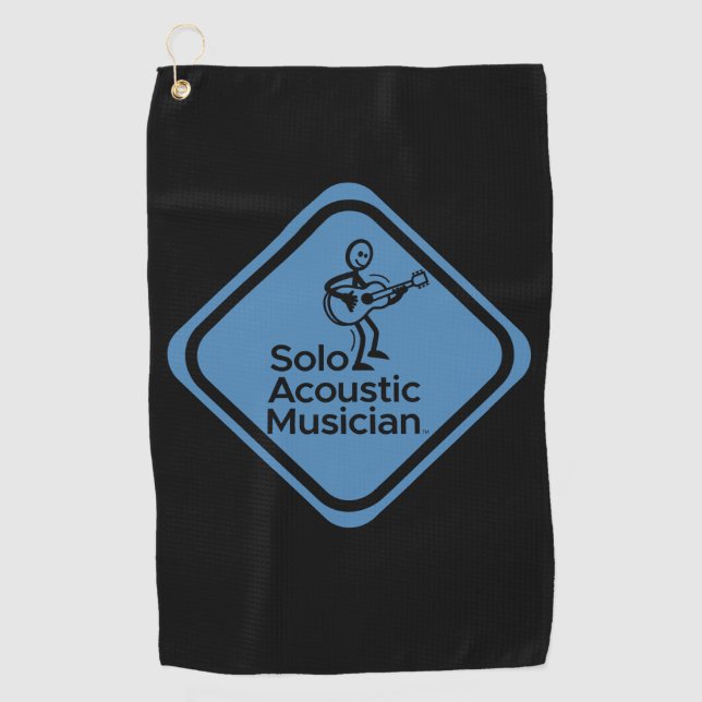Solo Musicien Acoustique Golf Serviette Bleu (Devant)
