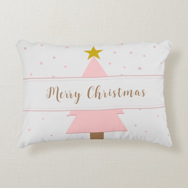 Solo Pink Weihnachtsbaum und Golden Star Dekokissen (Vorderseite)