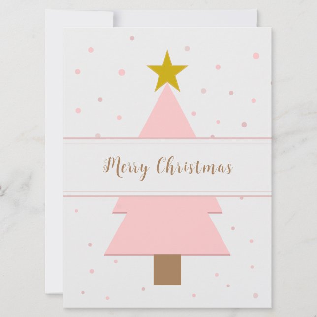 Solo Pink Weihnachtsbaum und Golden Star Flat Card (Vorderseite)