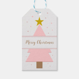 Solo Pink Weihnachtsbaum und Golden Star Geschenkm Geschenkanhänger
