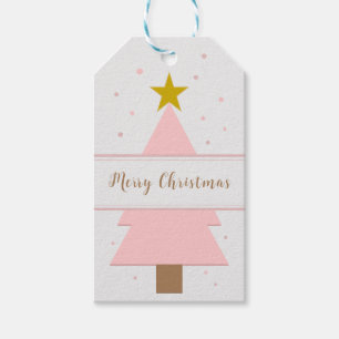 Solo Pink Weihnachtsbaum und Golden Star Geschenkm Geschenkanhänger