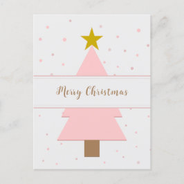 Solo Pink Weihnachtsbaum und Golden Star Postkarte