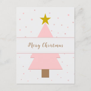 Solo Pink Weihnachtsbaum und Golden Star Postkarte