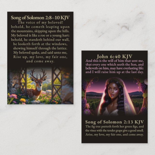 Solomon 2:8-10, 13 und John 6:40 KJV Card Visitenkarte (Vorne/Hinten)