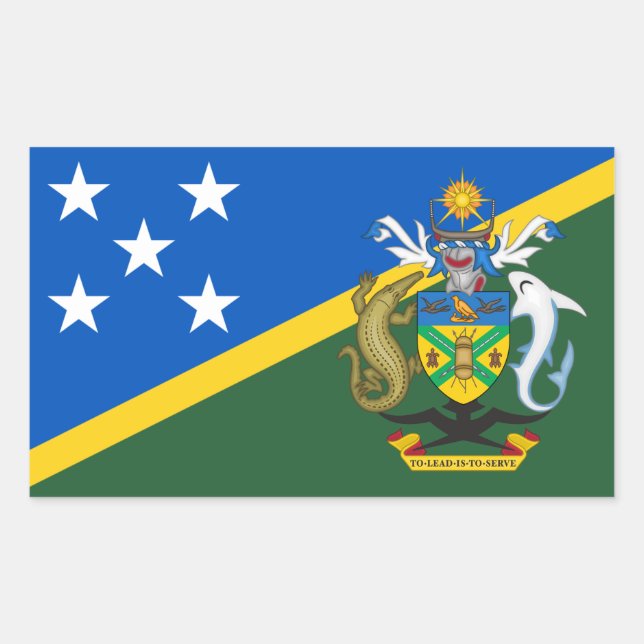 Solomon Islander Flag & Coat of Arms Rechteckiger Aufkleber (Vorderseite)