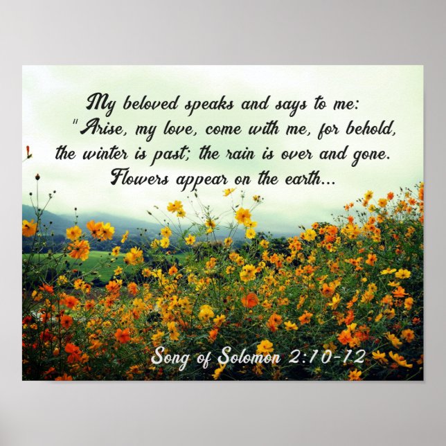 Solomon-Lied 2:10-12, Bibelverse, Blume Poster (Vorne)