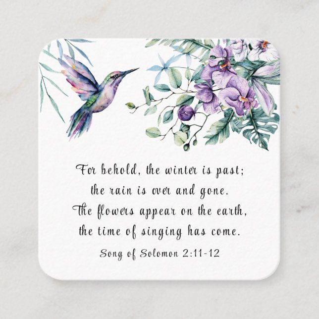 Solomon-Lied 2:11-12 Hummingbird-Blume Quadratische Visitenkarte (Vorderseite)